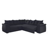 Sofá De Canto 5 Lugares Retrátil Qatar Suede Preto