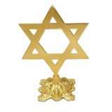 Candelabro Menora Estrela De Davi Em Alumínio Dourado 25cm