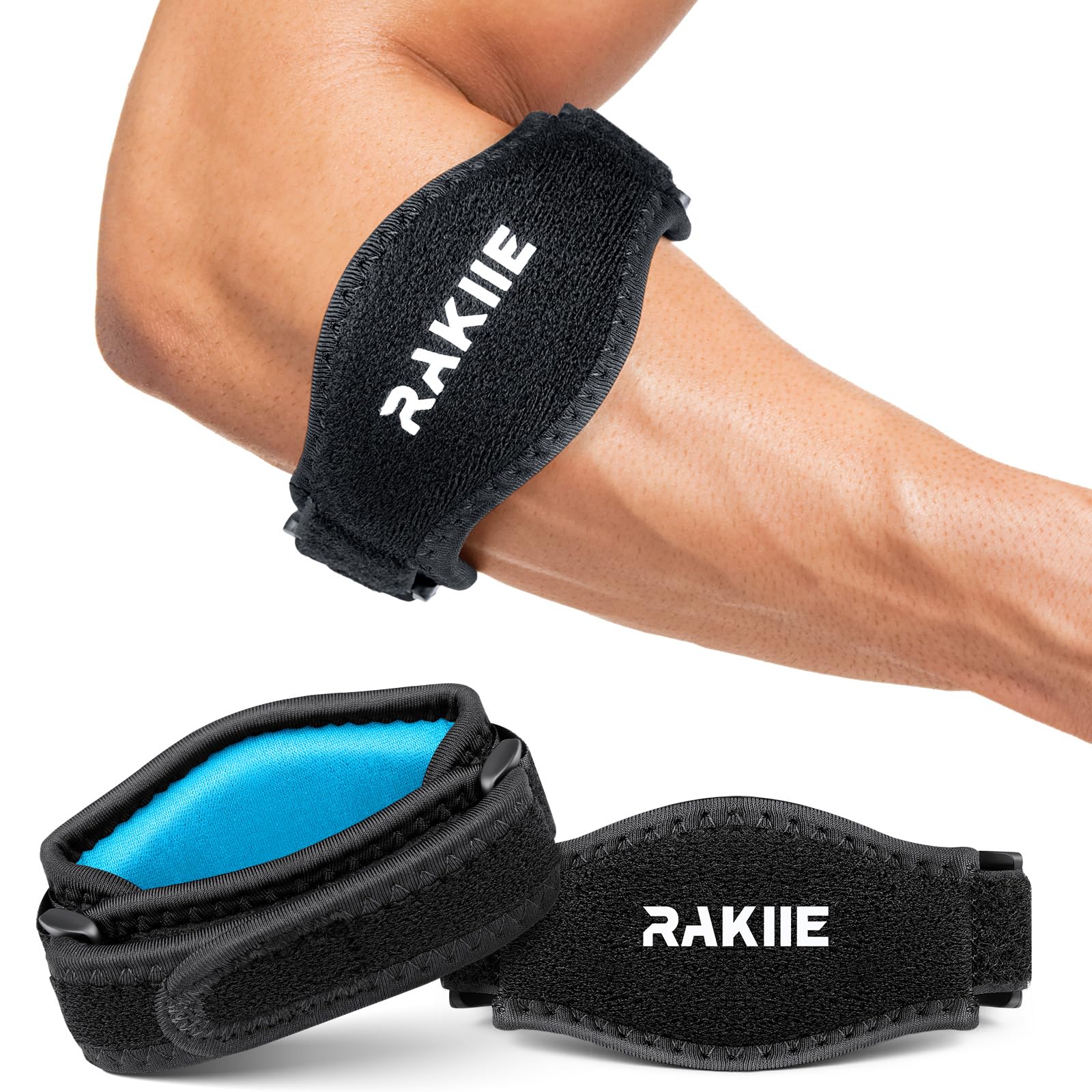 Elbow Brace Rakiie Tennis Golf Para Homens E Mulheres, Pacote Com 2 Unidades, Azul