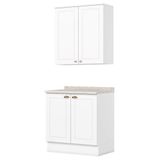 Armario Aereo E Balcao 80 Cm Americana Branco Calcare Henn
