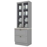 Cristaleira 2 Portas 2 Gav 72 Cm C357 Americana Cinza Calcare Henn