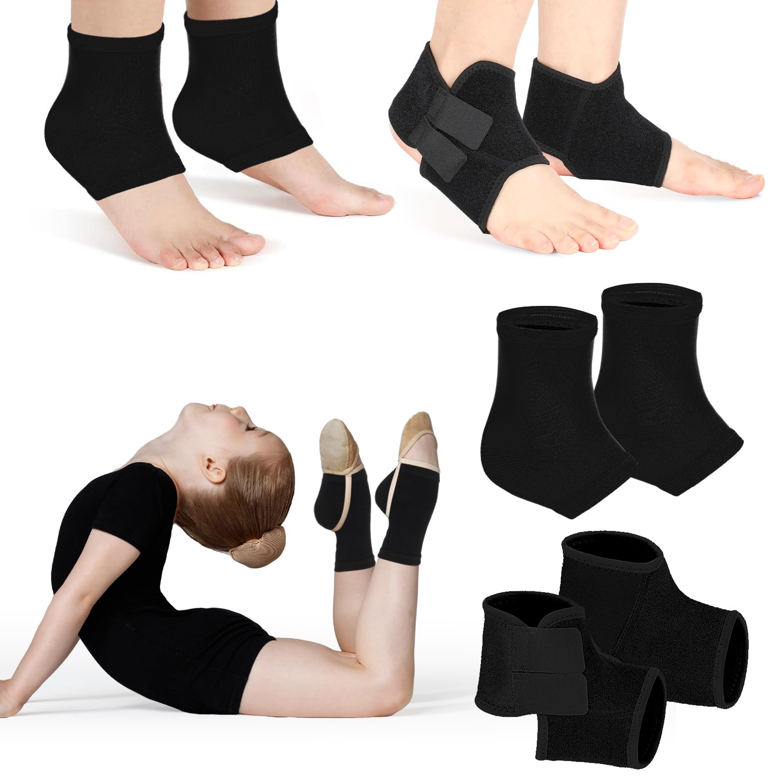 Conjunto De Cinta De Tornozelo Tarpop Kids Foot Support Stabilizer Black