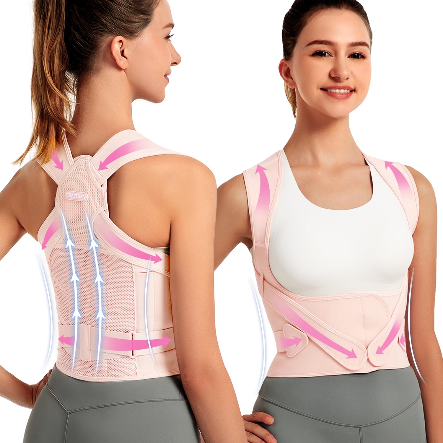Corretor De Postura Shaperky Back Brace Full Support Para Mulheres E Homens