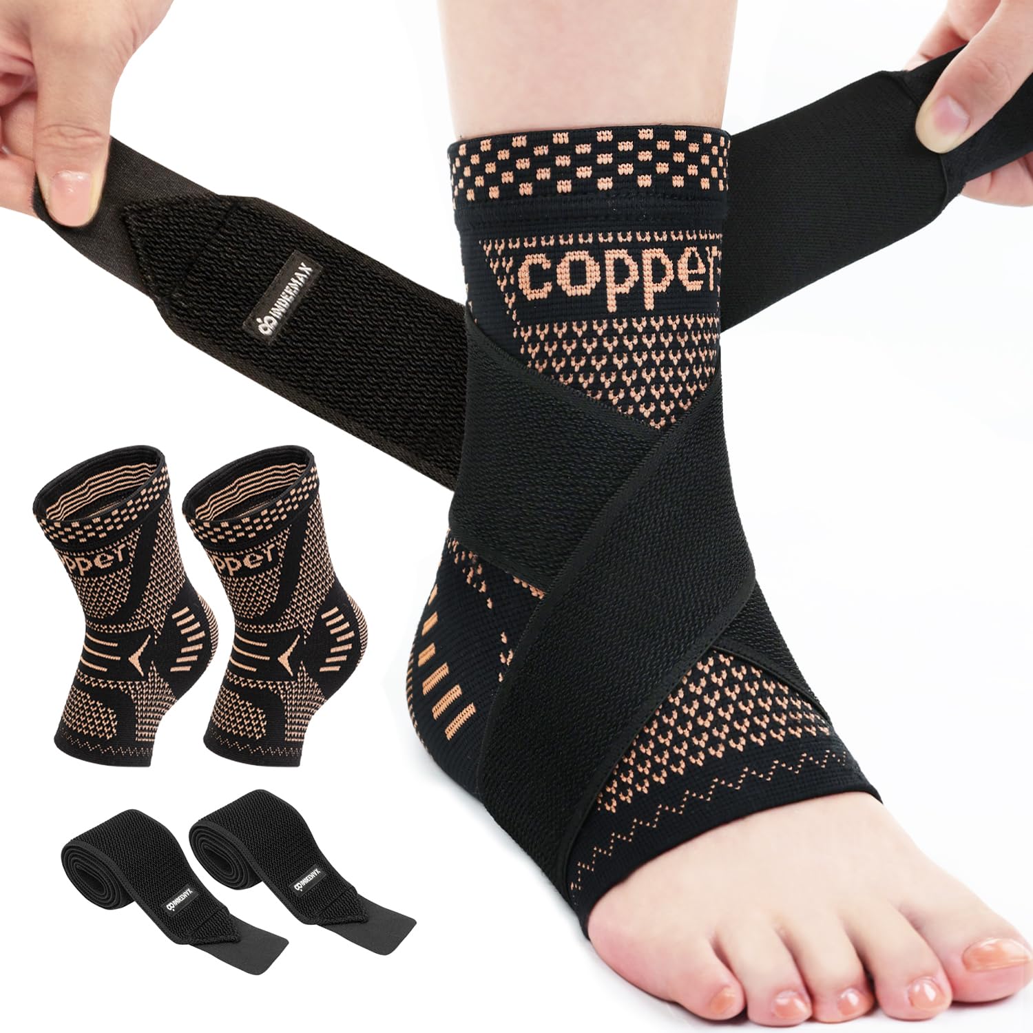 Suporte De Tornozelo Indeemax Copper Compression Para Mulheres E Homens