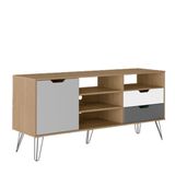 Rack Bancada Tv 60 Pol 140 Cm Grafite Prata Branco Carvalho Arly
