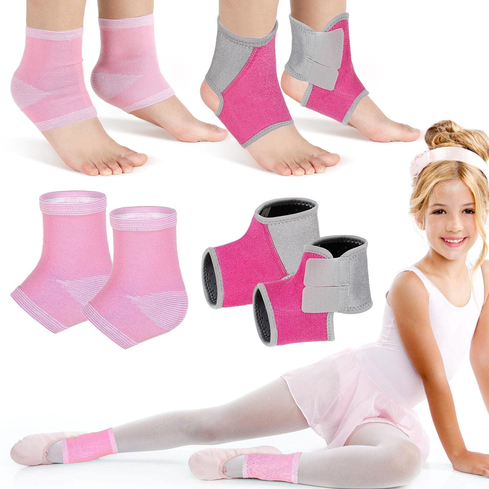 Conjunto De Cinta De Tornozelo Tarpop Kids Foot Support, Estabilizador Rosa