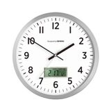 Relogio Parede Calendario Termometro Digital Despertador Escritorio Sala Medidor Temperatura Prata