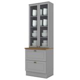 Cristaleira 2 Portas 2 Gav 72cm C357 Americana Cinza Nature Henn