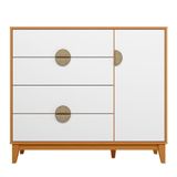 Cômoda Sapateira 4 Gavetas 1 Porta 100% Mdf Cauê Cinamomo/branco