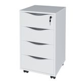 Gaveteiro 4 Gavetas Com Chave E Rodízios Pit Branco