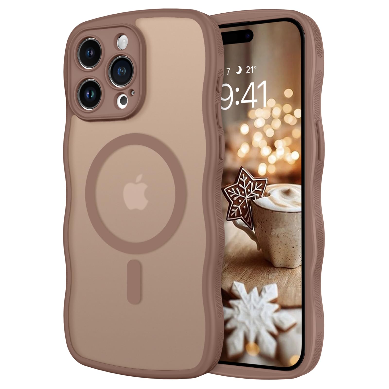 Capa De Telefone Telaso Para Iphone 15 Pro Max Brown Silicone