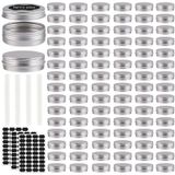 Latas De Metal De Alumínio Obkjj 60 Ml Com Tampa De Rosca, Pacote Com 96 Unidades Prateadas