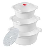 Conjunto De Tigelas De Micro-ondas Poyipi Ramen Cooker Soup Com Tampas, 3 Unidades