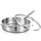 Frigideira Inqibee Tri-ply Em Aço Inoxidável 5l Com Tampa De Indução