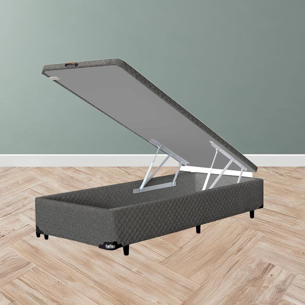 Base Box Para Colchão King Size Mga Itaflex Universal Com Baú E Pistão À Gás, 34x96x203cm - Grafite