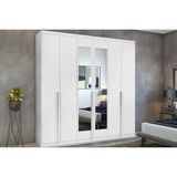 Guarda Roupa Casal 6 Portas (2 C/ Espelho) E 4 Gavetas Alonzo New Branco - Lopas