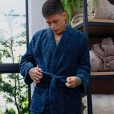 Roupão Pollo Unissex Toque Aveludado Tamanho G Azul Appel