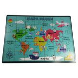 Quebra-cabeça Mundi Educativo Infantil Mundo Madeira Montessori Com 35 Peças.
