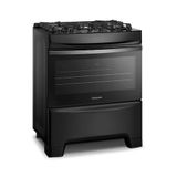 Fogão Continental 5 Bocas Fc5gb Preto Com Mesa De Vidro, Forno Eco Turbo E Tripla Chama