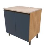Balcão Bartira Cristal Em Mdp Com 2 Portas E 1 Prateleira, 80,1 Cm De Largura - Lâmina De Mel/azul Royal