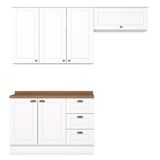 Cozinha Modulada 4p Balcao Tampo 200cm Americana Branco Nature Henn