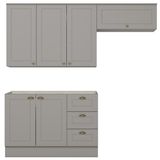 Cozinha Modulada 3p Balcao Sem Tampo 200 Cm Americana Cinza Henn
