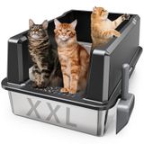 Caixa De Areia Para Gatos Woofigo Xxl Em Aço Inoxidável 27,6 L