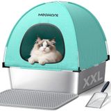 Caixa De Areia Para Gatos Meowant Em Aço Inoxidável Com Tampa Extra Grande