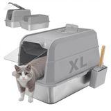 Caixa De Areia Coberta De Aço Inoxidável Unzipe Xl Para Cat Grey