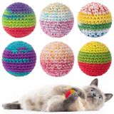 Bola Para Gatos Cat Toys Retro Shaw Woolen Yarn Com Sino, Pacote Com 6