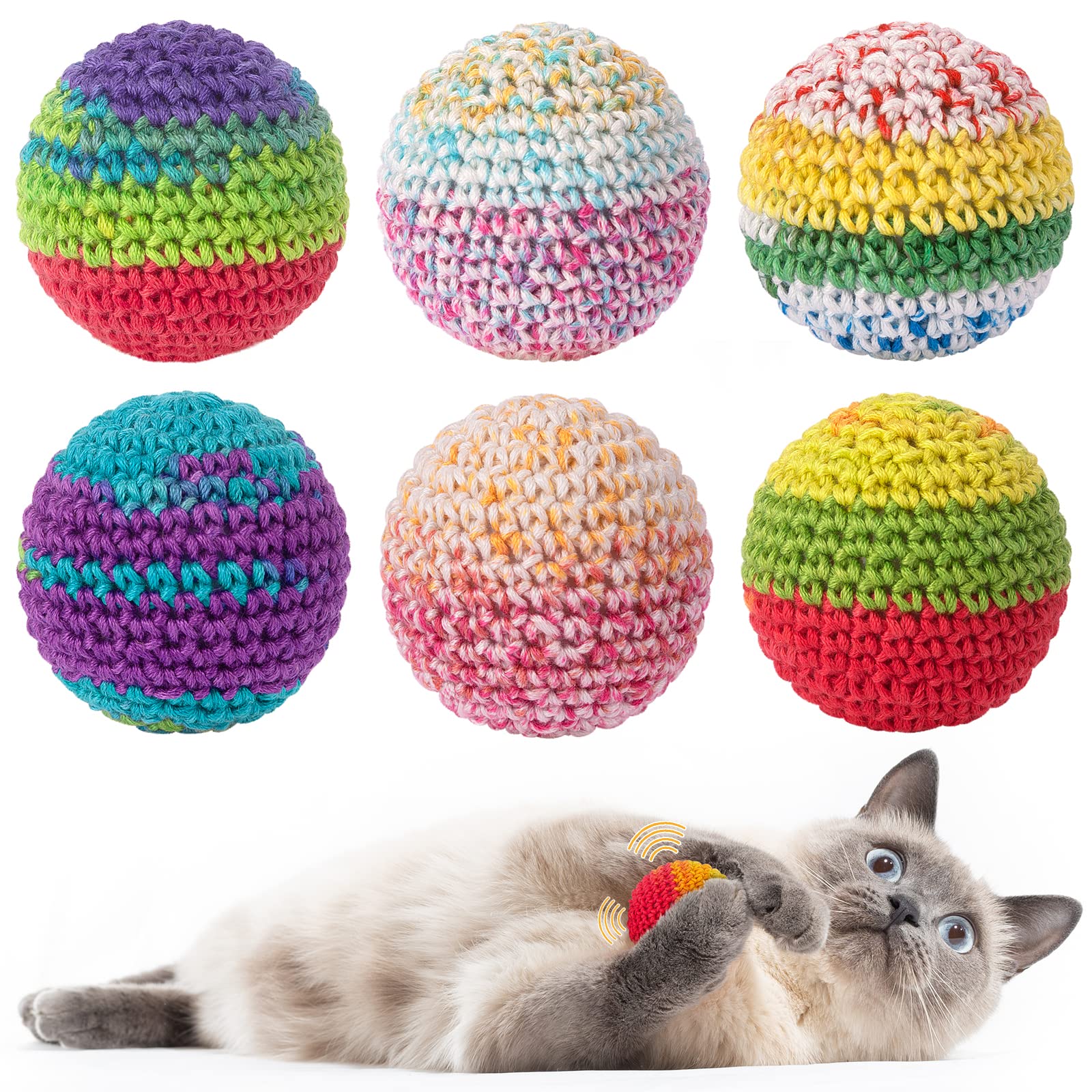 Bola Para Gatos Cat Toys Retro Shaw Woolen Yarn Com Sino, Pacote Com 6