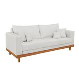 Sofá Living 3 Lugar Linho Confortável Reforçado + Almofadas Bege