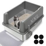 Caixa De Areia Para Gatos Zuqqony Em Aço Inoxidável Xxl Com Tampa 70x50x35cm