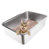 Caixa De Areia Para Gatos Em Aço Inoxidável De Lados Altos Herofiber