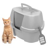 Caixa De Areia Para Gatos Iris Usa Corner Fechada Com Colher Cinza