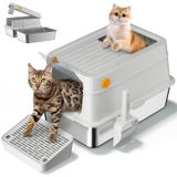 Caixa De Areia Para Gatos Aotrutii Xl Em Aço Inoxidável Para Gatos Grandes