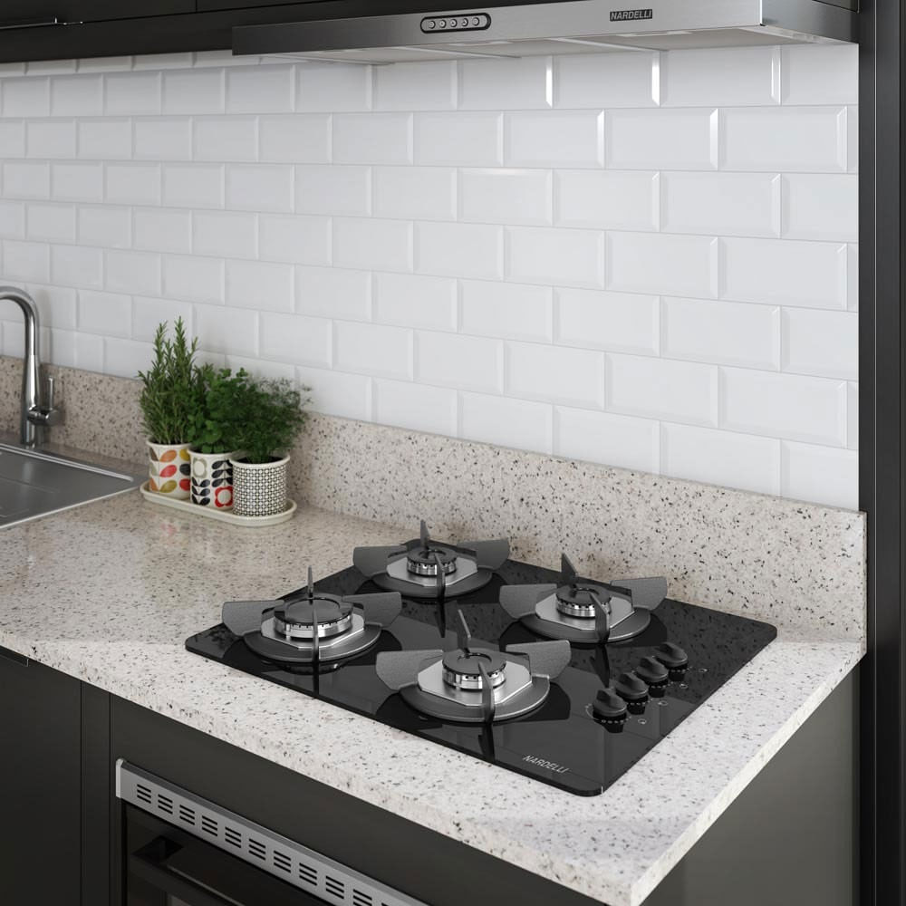 Fogão Cooktop Elétrico Com 4 Bocas Mesa Em Vidro Safe Nardelli