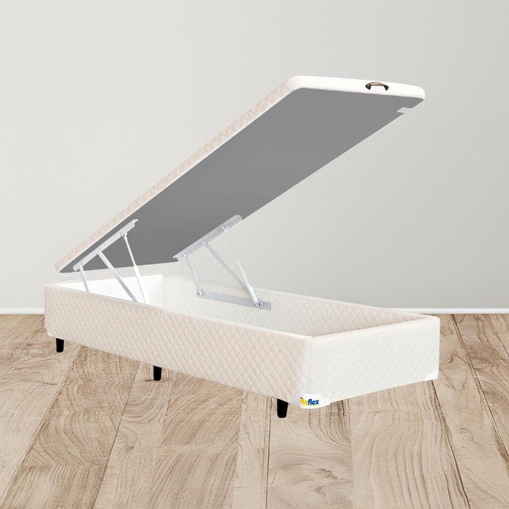 Base Box Para Colchão King Size Mga Itaflex Universal Com Baú E Pistão À Gás, 34x96x203cm - Bege