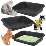 Caixa De Areia Para Gatos Artuxer Low Entry, Tamanho Extra Grande X3, Cinza Escuro