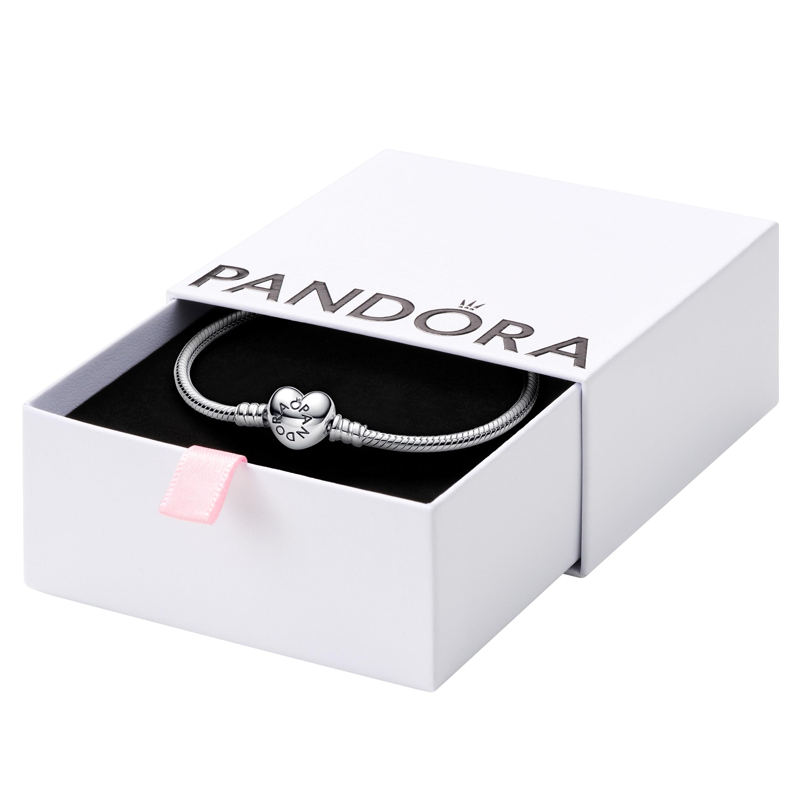 Pulseira Pandora Moments Heart Clasp Snake Chain Silver 925