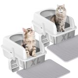 Caixa De Areia Para Gatos Prodigen Extra Large Em Aço Inoxidável, Pacote Com 2