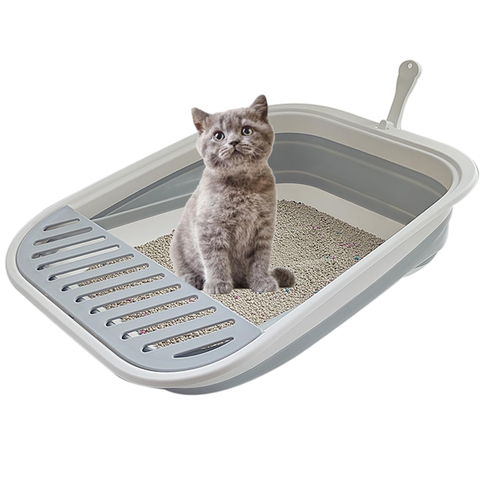 Caixa De Areia Dobrável Para Gatinhos Chuyouan Open Cat Toilet Grey