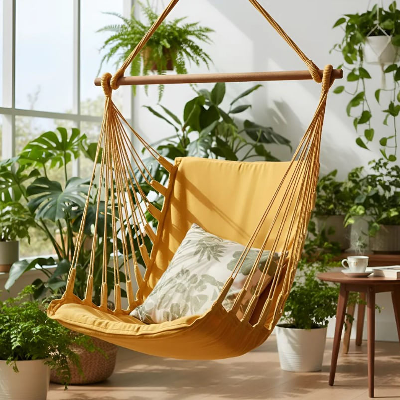 Cadeira De Balanço Acolchoada Suspensa Rede De Teto