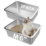 Caixa De Areia Para Gatos De Aço Inoxidável Lwei Medium 2pcs