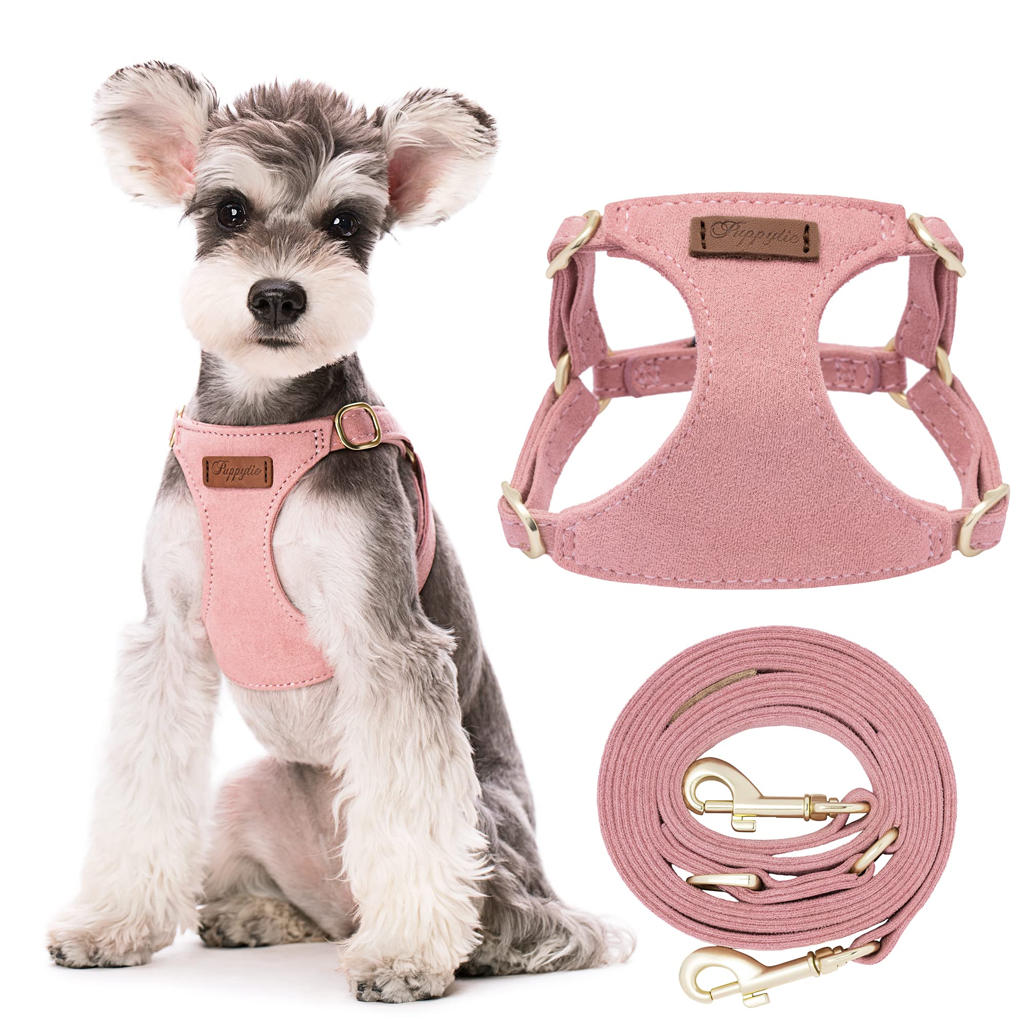 Dog Harness Puppytie Sem Tração Para Cães Pequenos Com Coleira Rosa