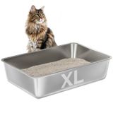 Caixa De Areia Para Gatos Egmehoad Em Aço Inoxidável Xl Para Gatos Grandes