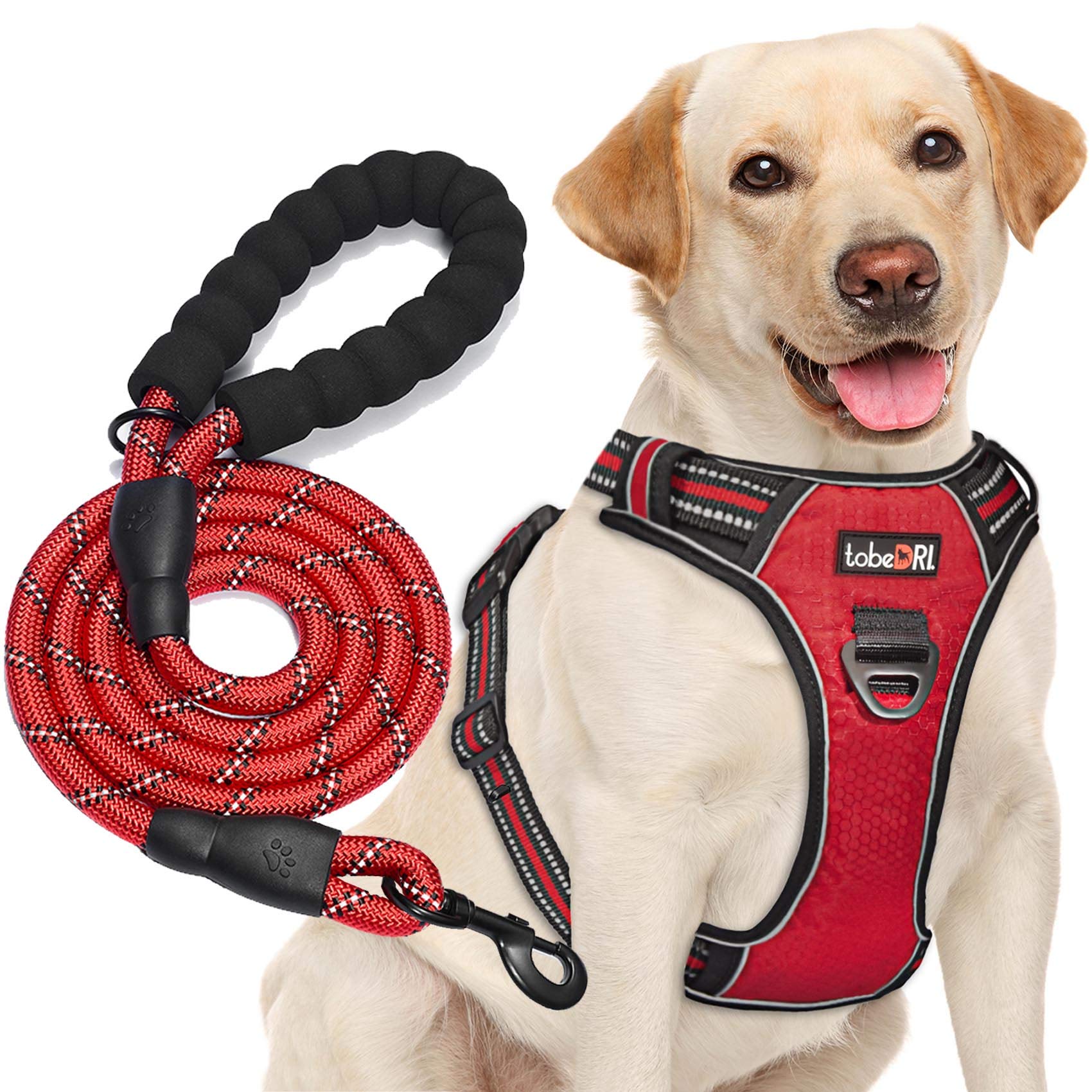 Arnês Para Cães Tobedri No Pull, Reflexivo Ajustável, Oxford Red Xl