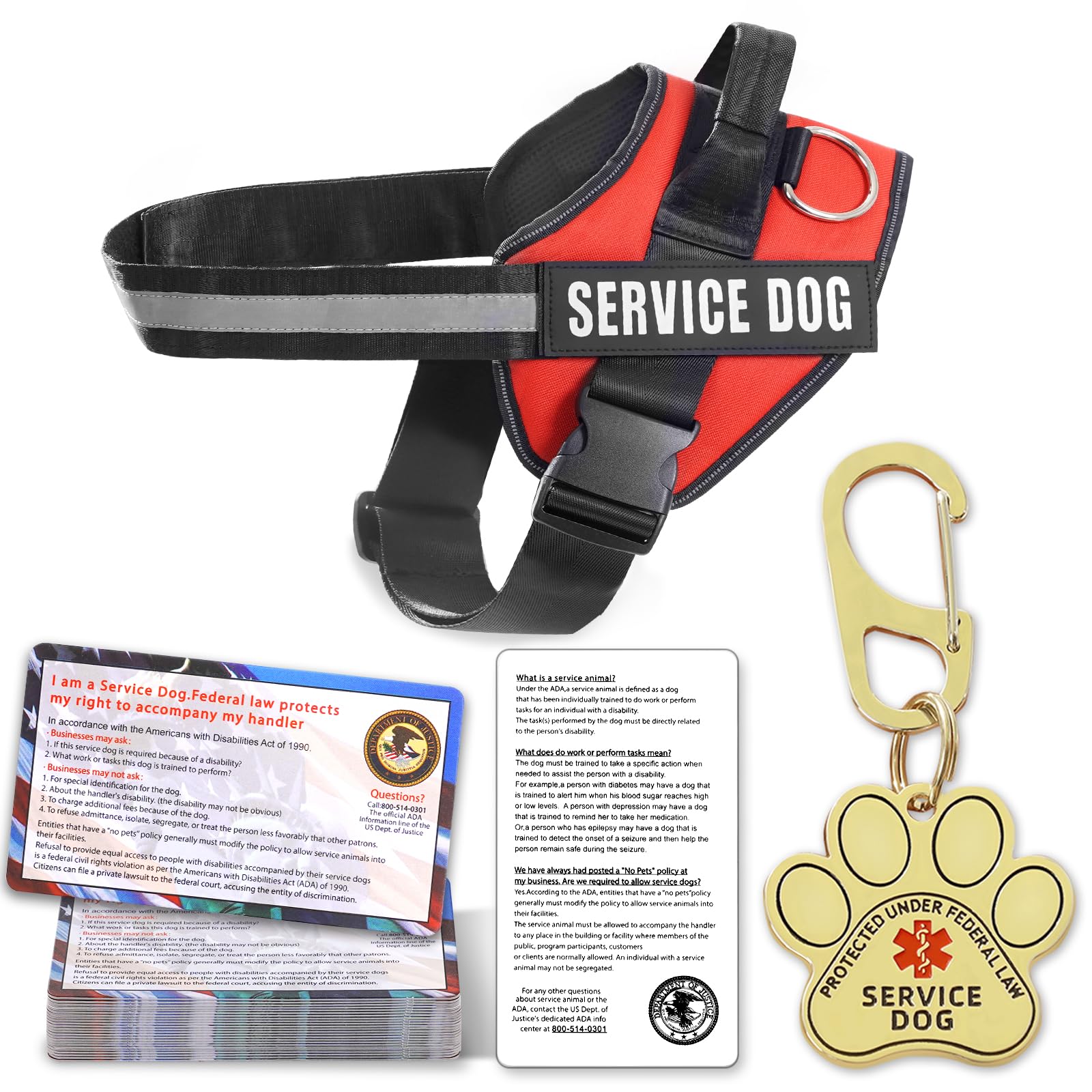 Colete Service Dog Opstin + Etiqueta De Identificação + 50 Cartões De Informação Ada X-small-xxl