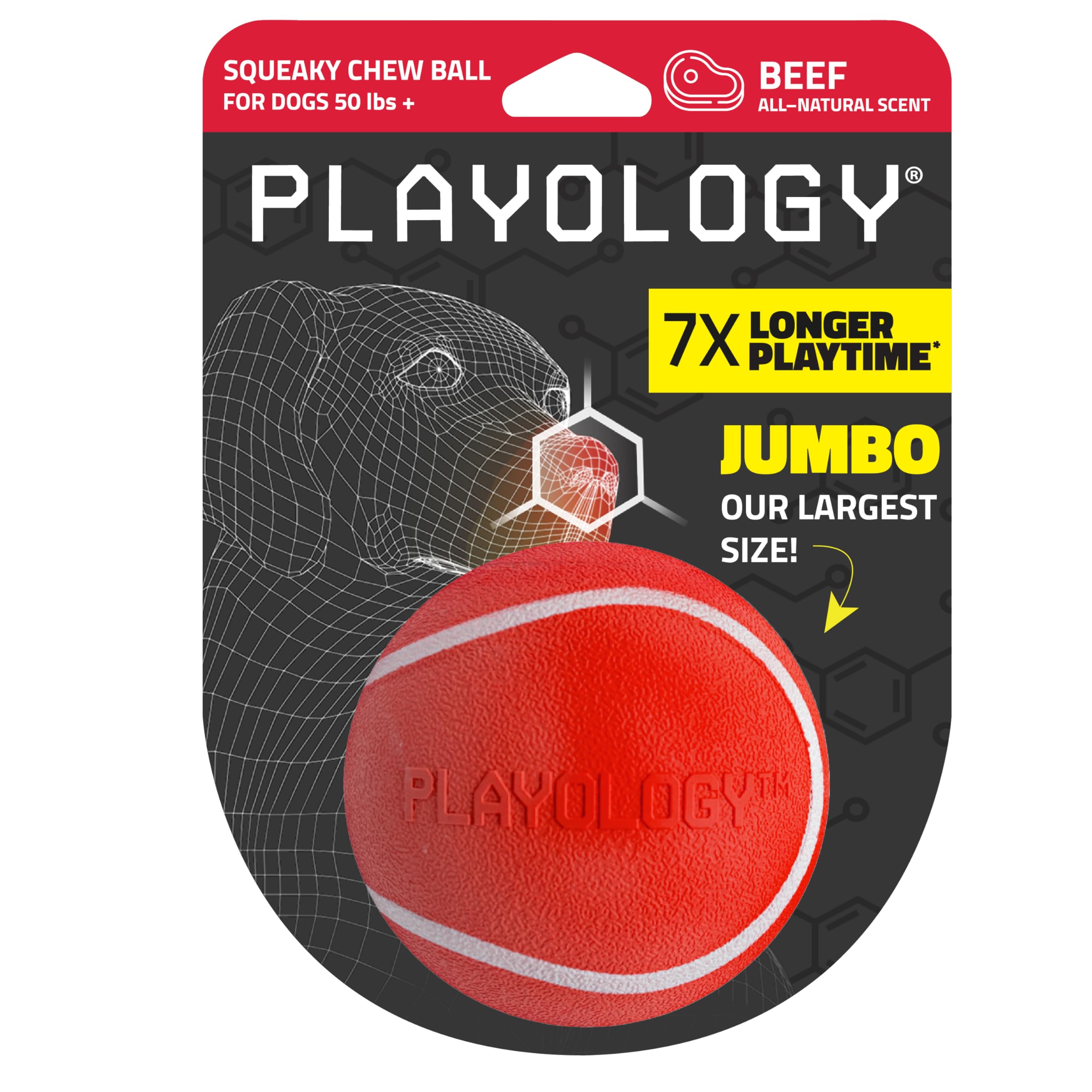 Chew Ball Playology Squeaky Para Cães Com Aroma De Carne Bovina Em Tamanho Grande
