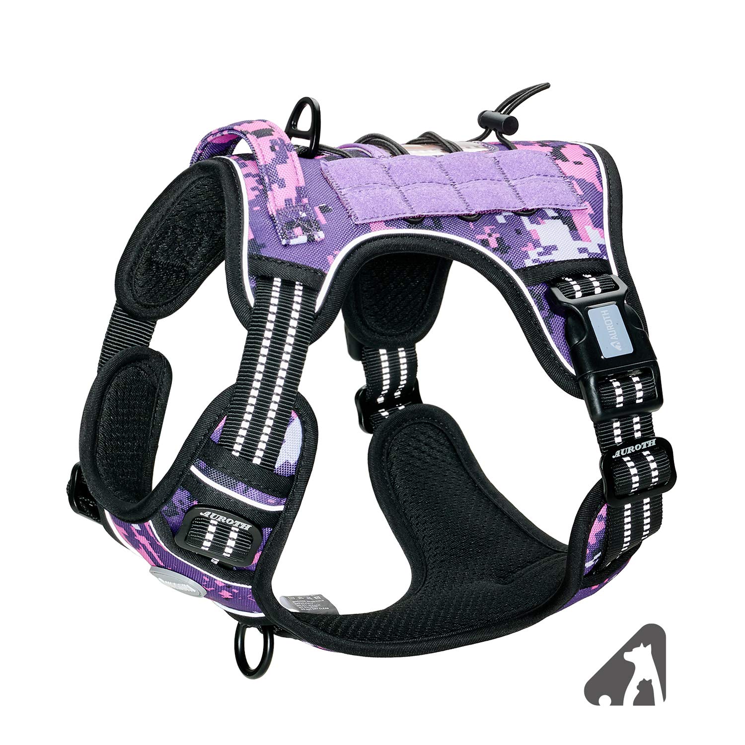 Arnês Para Cães Auroth Tactical No Pull Reflective Purple Camo
